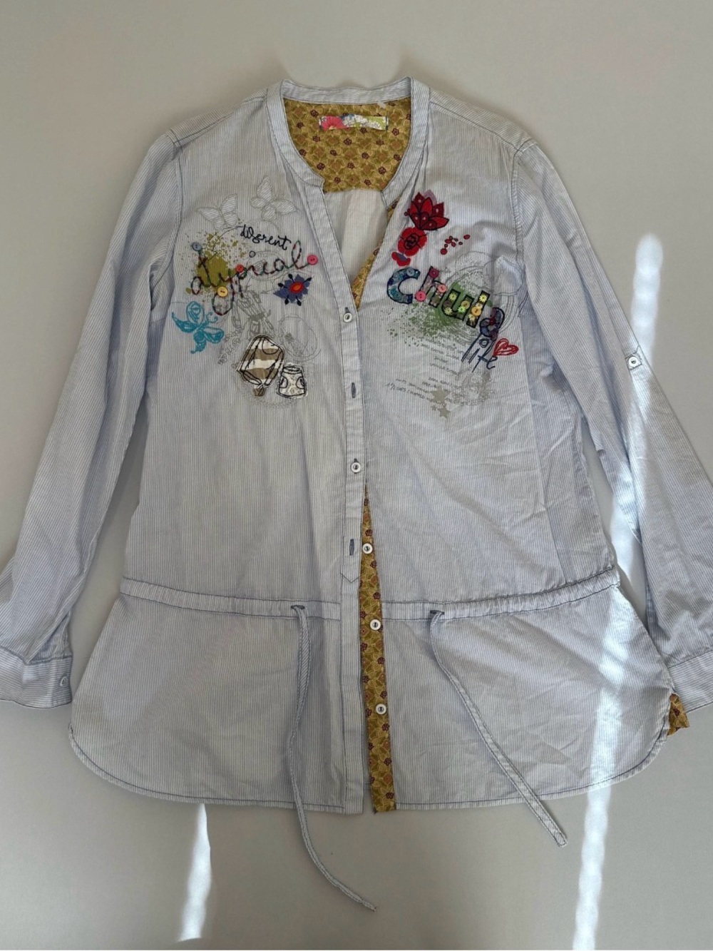 Desigual floral Light Blue Embroidered Women's Jacket